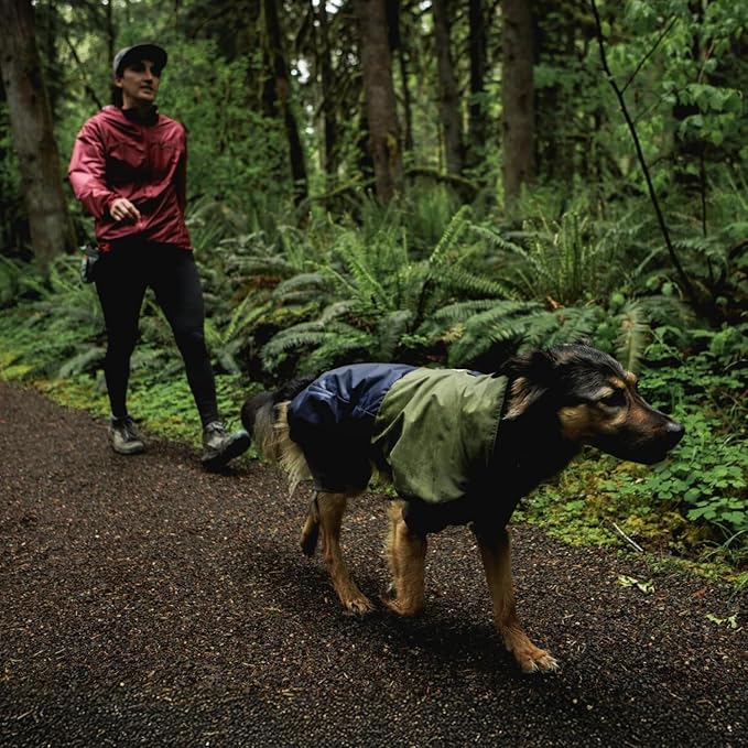Ruffwear, Sun Shower Dog Raincoat Coverall, Waterproof & Windproof All-Weather Jacket with Full Coverage & Leg Straps, Lightweight & Reflective Dog Gear, Midnight Blue, Medium