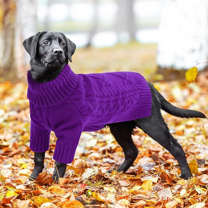 ASENKU Knitted Dog Sweater, Pullover Big Thermal Dog Winter Sweater, Turtleneck Doggy Sweaters for Large Medium Dogs Boy Girl,Warm Pet Sweatshirt for German Shepherd,Great Dane,4XL