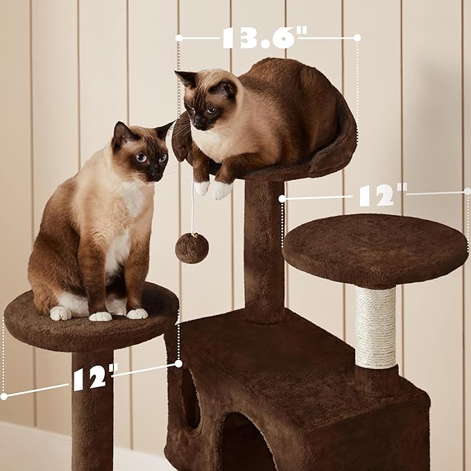 Yaheetech 54in Cat Tree Tower Condo Cat Furniture w/Scratching Post for Kittens Pet House Play