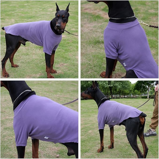 Lovelonglong Ribbed Dog T-Shirt Cotton Knitted Dog Sweaters for All Season Pet T-Shirts for Large Medium Small Dogs Purple L