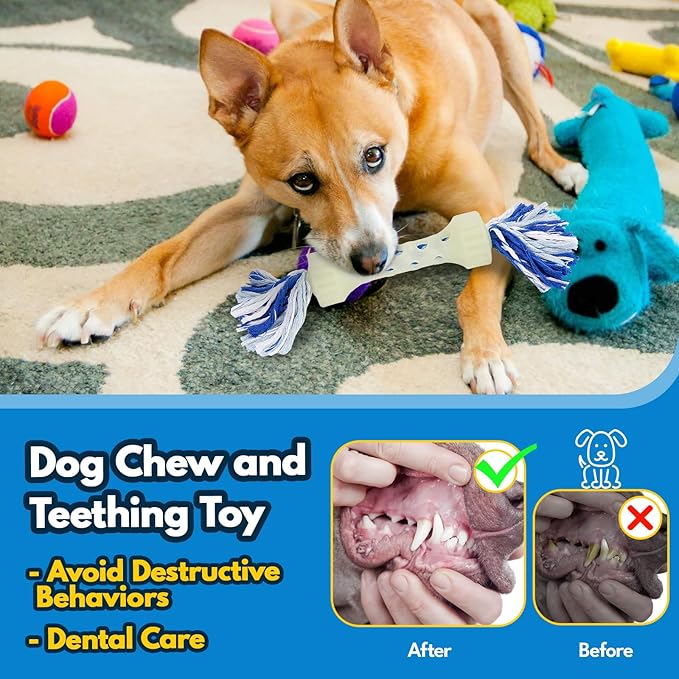 Indestructible Dog Rope Toy for Aggressive Chewers | Glow-in-The-Dark Tug of War Toy for Medium/Large Breeds | Durable TPR & Cotton Rope Chew Teething Fetch Toy