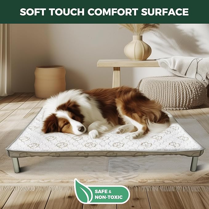 FXW TitanNest Chew-Proof Elevated Dog Bed, Raised Cot for Indoor/Outdoor/Camping Use, Durable & Waterproof Cooling Pet Bed with Exclusive Cover for Medium Dogs, 42.0" L x 27.0" W x 5.0" H, Black
