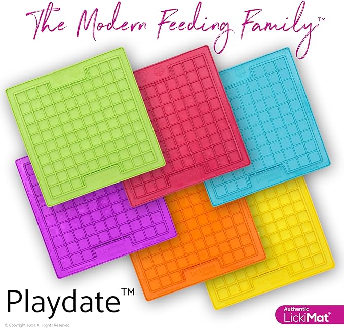 LickiMat Classic Playdate, Cat Slow Feeder Lick Mat, Boredom Anxiety Reducer; Perfect for Food, Treats, Yogurt, or Peanut Butter. Fun Alternative to a Slow Feed Cat Bowl or Dish, Turquoise