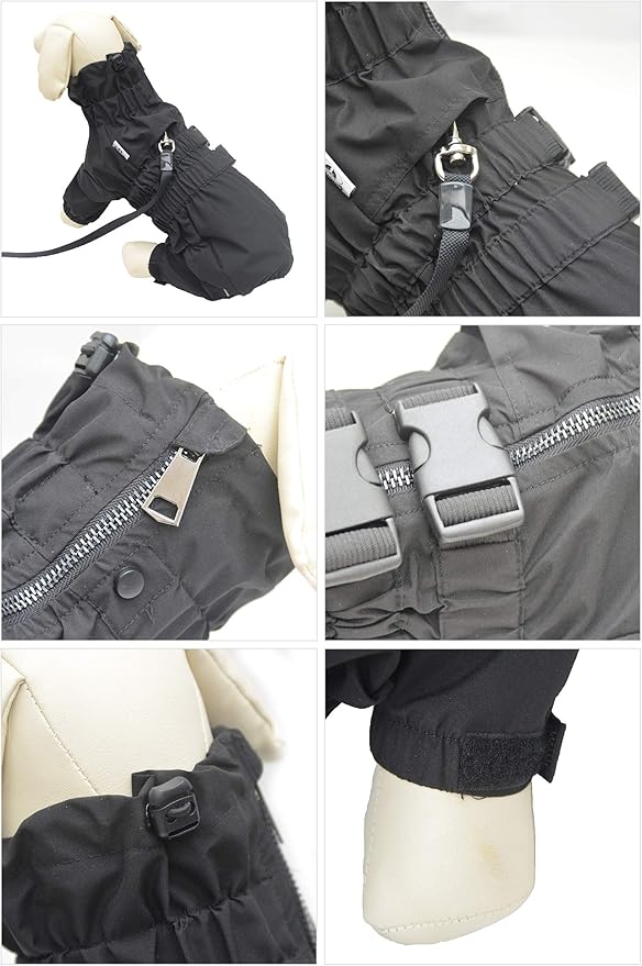 Dogs Waterproof Jacket, Lightweight Waterproof Jacket Reflective Safety Dog Raincoat Windproof Snow-Proof Dog Vest for Small Medium Large Dogs Black M