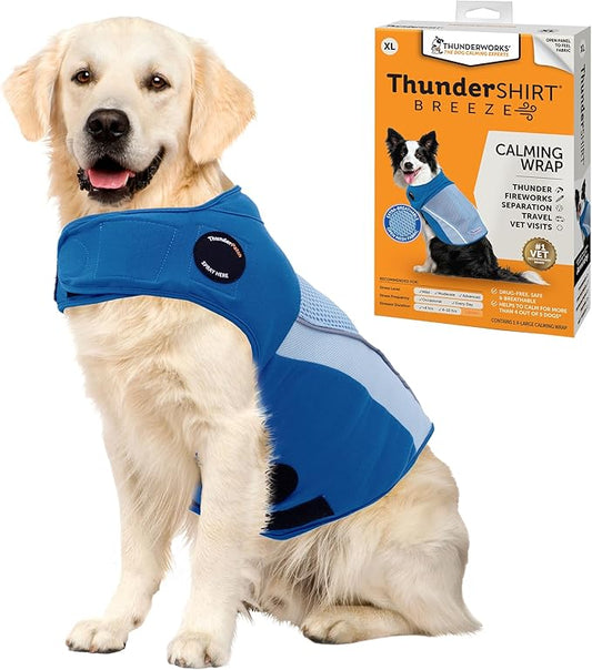 ThunderShirt Breeze for Dogs, X-Large, Sky Blue, Extra Breathable Mesh Fabric, Dog Anxiety Relief Vest for Every Day Stress & Calming During Thunder Storms and Fireworks