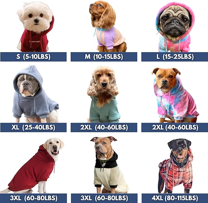 Spark Paws Dog Hoodie – Premium Dog Sweater for Small, Medium, and Large Dogs | Warm Outfits for French Bulldogs, Pitbull, Puppy, Winter Jacket Alternative - Rock and Roll - L