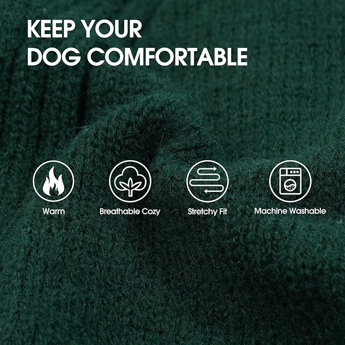 IECOii Extra Large Dog Sweater 4XL,Thermal Warm Dog Sweaters for Giant Breed Dogs,Turtleneck Knitted Knitwear for Pet Winter,Stretchy&Easy On Doggy Sweatshirt for Doberman,Great Dane(Green,XXXXL)