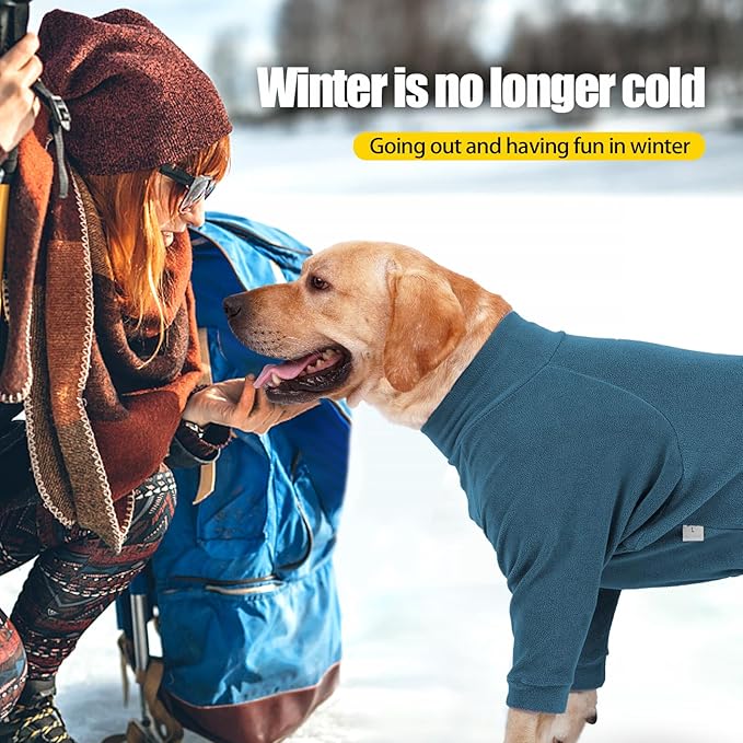 Dog Winter Coat for Small Medium Large Dog Run Walk Sleep Pet Warm Fleece Sweater & Windproof Pajamas Snow Jacket XL Turquoise