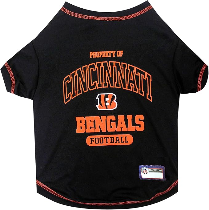 NFL Cincinnati Bengals Dog T-shirt X-Small. - Licensed Shirt for Pets Team Colored with Team Logos- Premium Stretchable Materials for the comfort of your Dog & Cat