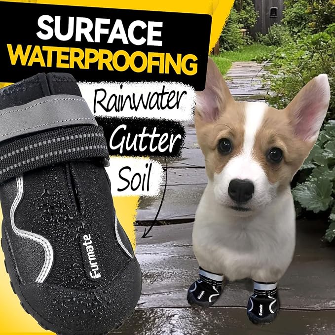 Dog Shoes for Large Small Medium Dogs,Dog Booties for Indoor Hardfloors Anti-Slip,Reflective Strip Waterproof Dog Boots & Paw Protectors for Outdoor Walking Hot Pavement,Winter Snow (Black-6)