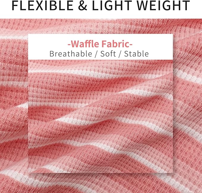 KYEESE 2Pack Waffle Dog Shirts for Small Dogs Stretchy T-Shirts Lightweight Tank Top Sleeveless Striped Vest Breathable Pet Outfit, X-Large, Pink+Striped