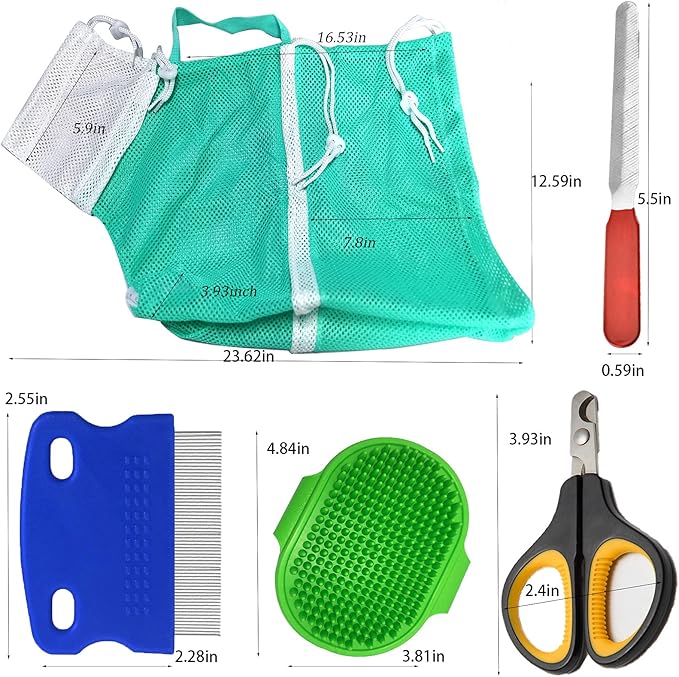 FANOVO Cat Bathing Bag, Cat Shower Net Pet Bag, Cat Grooming Washer Mesh Bag, Adjustable Breathable Multifunctional Anti-Bite and Anti-Scratch Restraint Bag with Pets Nail Clippers for Cat's Bathing