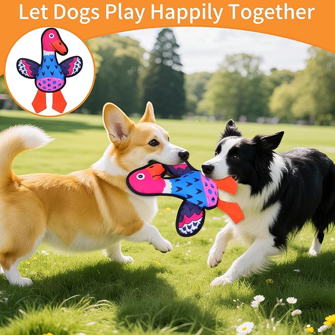Interactive Squeaky Dog Toys,Crinkle Dog Toy to Keep Them Busy,Colorful Absurd Duck Dog Toys,Fun for Indoor Puppies,Chewing and Playing(Blue)