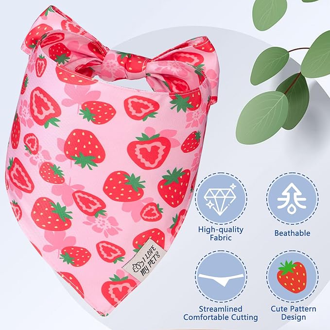 SCENEREAL Summer Dog Bandana, Double Side Dog Scarf for Small Medium Large Dogs Cats Puppy,Holiday Bandanas for Dogs Boys Girls, Premium & Soft Fabric Pet Accessories for Birthday Party Days, (Size L)