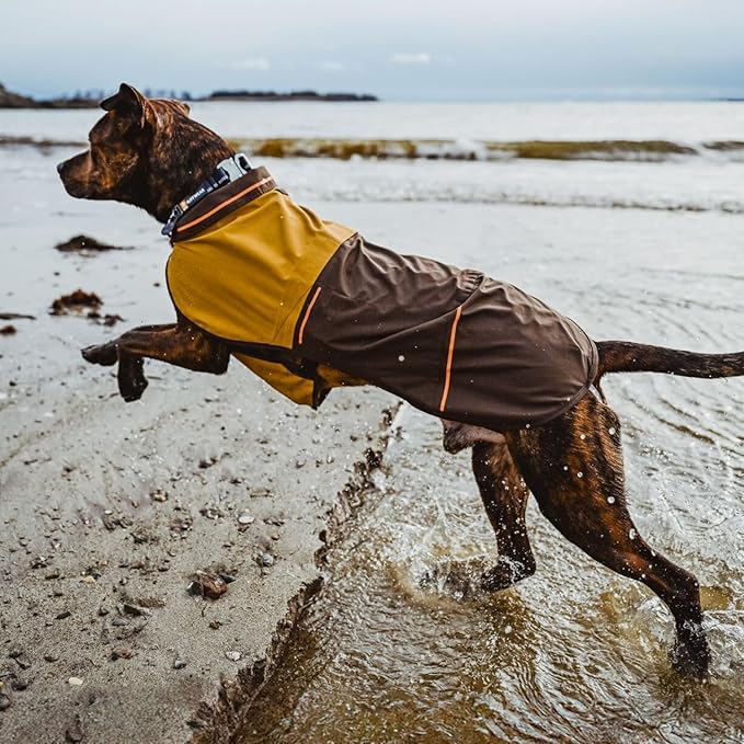 Ruffwear, Sun Shower Dog Raincoat, All-Weather Jacket, Waterproof, Windproof & Lightweight, Mineral Yellow, Medium