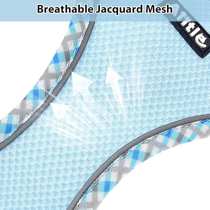 AIITLE Escape-Proof Dog Harness - Extra Soft Jacquard Fabric with Moisture-Wicking Lining, Adjustable Fit for Boston Terrier, Pekingese - Running, Playdates, Outdoor Adventures (Blue, L)