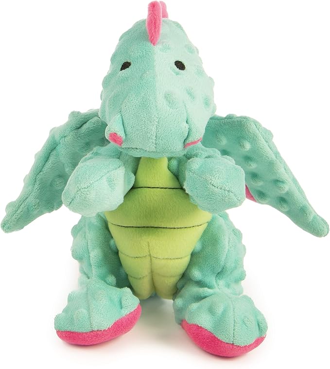 goDog Dragons Squeaky Plush Dog Toy with Chew Guard Technology, Durable Fabric & Squeaker for Active Play, Seafoam, Large