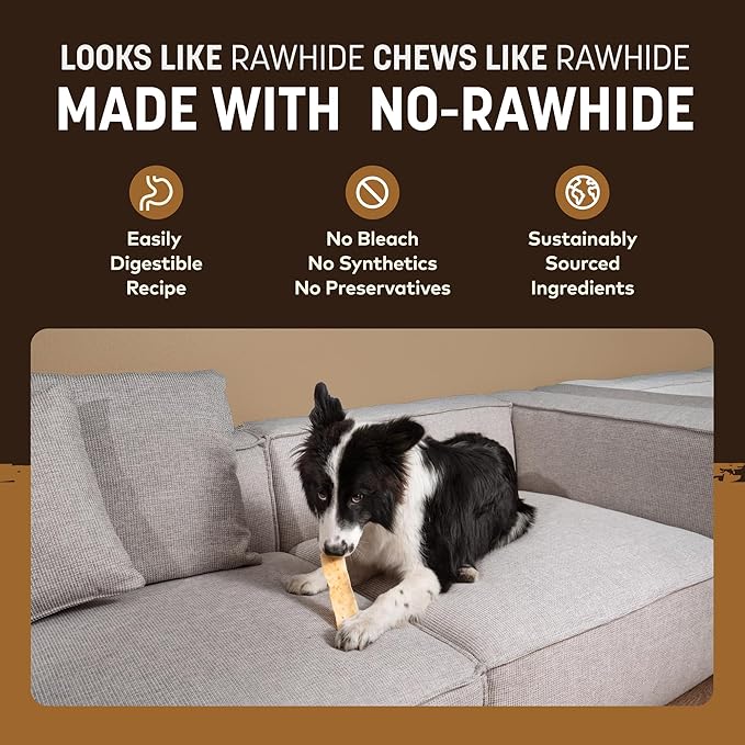 Earth Animal No Hide Strips - Natural Rawhide Free Dog Chew Strips, Venison - 16 Count