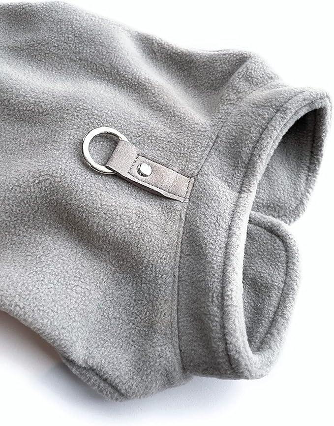 JACKO & CO - Fleece Vest Dog Sweater with Leash Ring - Soft, Warm & Lightweight Pullover Coat for Small & Medium Dogs, Puppies & Cats - Cozy Fall/Winter/Spring Pet Jacket (Grey, Small 4-6lbs)