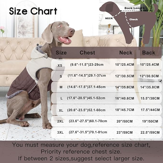 Detachable Hooded Dog Coat with Harness for Medium Dogs,Super Warm Fleece Puppy Jacket for Cold Winter Doggie Coats,Brown XL