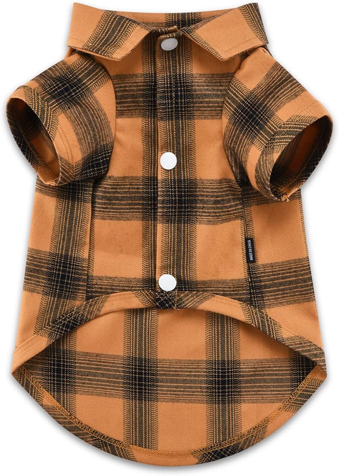 Koneseve Dog Shirt Plaid Dog Clothes for Medium Large Dogs Boy Girl Soft Pet T-Shirts Breathable Outfit Adorable Costume Grid Clothing Birthday Thanksgiving Christmas Sweater Apparel (Yellow; 4XL)