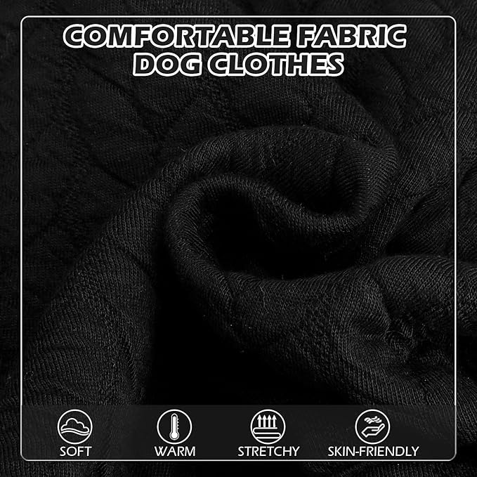 EXPAWLORER Textured Cable Knit Basic Dog Hoodie, Elevated Style Dog Sweater with Leash Hole and Pocket, Soft and Warm Pet Winter Coat, Cold Weather Clothes for Small Medium Large Dogs Cats,Black S