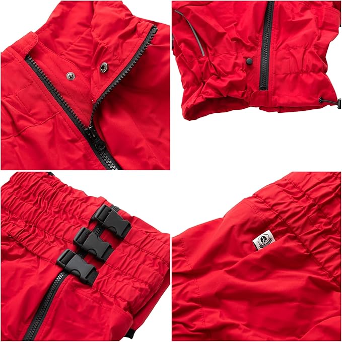 Dogs Waterproof Jacket, Lightweight Waterproof Jacket Reflective Safety Dog Raincoat Windproof Snow-Proof Dog Vest for Small Medium Large Dogs Red XXXL