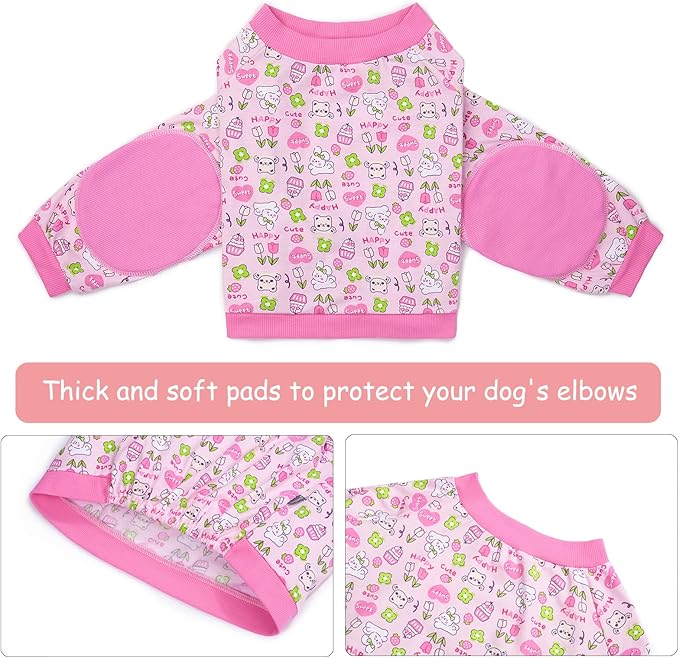 Dog Recovery Shirt for Front Legs, Dog Elbowpads Sleeve Protect Dogs Elbows Arms,Stop Licking Joints After Surgery, Help with Injury Healing Covers The Wound, Cone Alternatives (Pink, 2XL)