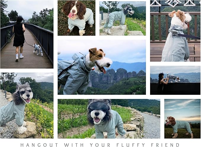 Dog Raincoat, Waterproof Coat, Light Weight & Weather Resistant Shell, Full Coverage Rain Jacket with Legs, Including Storage Bag, for Small Breed(X-Small)