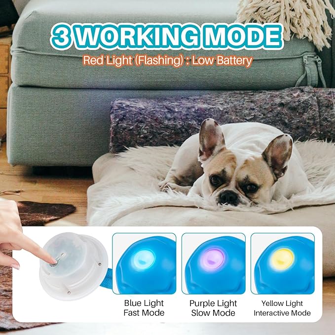 Interactive Dog Toys Multiple Modes Moving Dog Ball with Touch Activated queaky Dog Toy for Small/Medium Puppy Toys for Daily Training (Blue)