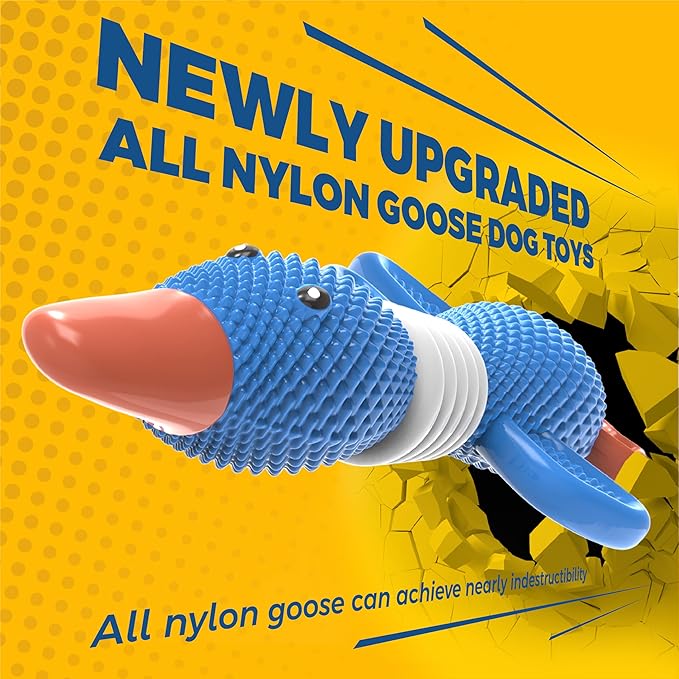 Vitscan Upgraded Nylon Goose Dog Toys for Aggressive Chewers,Tough Dog Toys for Large Dogs Medium Breed,Durable Dog Chew Toys for Teething,Heavy Duty Bone Indestructible Dog Toy