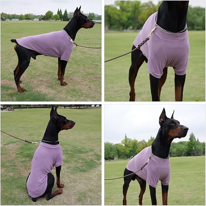 Lovelonglong Ribbed Dog T-Shirt Cotton Knitted Dog Sweaters for All Season Pet T-Shirts for Large Medium Small Dogs Taro Purple S