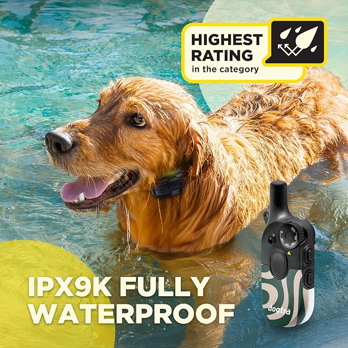 Dogtra 200iQ Remote Training E Collar – 100 Levels, Tone, Vibration, 1/2 Mile Range – Compact, Waterproof, One-Handed Control for Dogs 10 lbs+ – Lightweight Design for Daily Training – Cafe Swirl