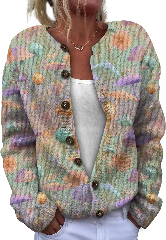 Sweater for Women Trendy Open Front Cardigan Fall Cardigan Sweaters for Women Crewneck Long Sleeve Outfits Fashion