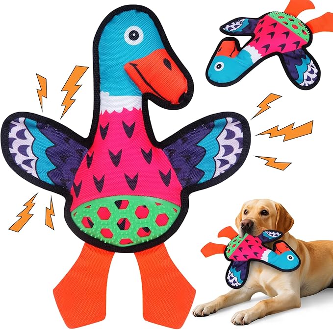 Interactive Squeaky Dog Toys,Crinkle Dog Toy to Keep Them Busy,Colorful Absurd Duck Dog Toys,Fun for Indoor Puppies,Chewing and Playing(Pink)