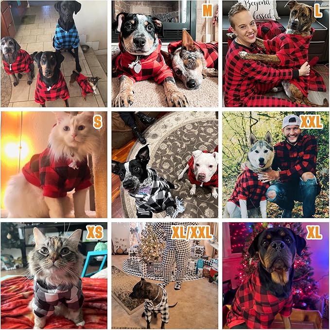 KOOLTAIL Plaid Dog Hoodie Pet Clothes Sweater with Hat and Pocket for Small Medium Large Size Dogs, Soft Winter Warm Dog Cold Weather Coat, Fleece Fall Dog Hooded Sweatshirt for Puppy Cats, Red L