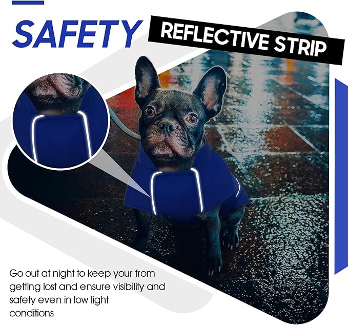 ROZKITCH Raincoat Jacket for Dogs, Waterproof Windproof Dog Rain Jacket with Fleece Liner and Leash Hole Reflective Strip for Medium Large Dog, Adjustable Poncho Vest for Outdoor Hiking Travel Blue L