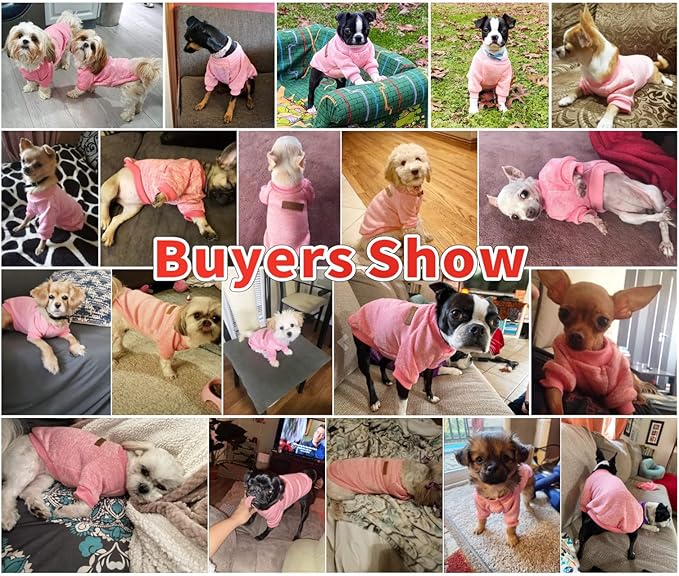 Idepet Pet Dog Classic Sweater, Soft Fleece Coat for Small,Medium Dog,Warm Pet Dog Cat Clothes,Soft Puppy Customes 2 Color (L, Pink)