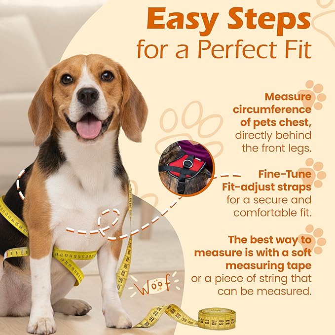 Bark Appeal Red No-Pull Dog Harness for XS to Small Sized Pets – Adjustable, Reflective Vest with 3 Leash Clips for Added Control, Easy Walks & Training – Small