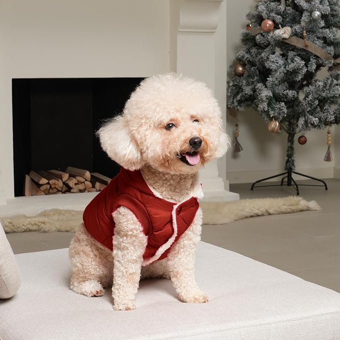 Fleece Lining Extra Warm Dog Hoodie in Winter for Large Dogs Jacket Pet Coats with Hooded,Red XXXL