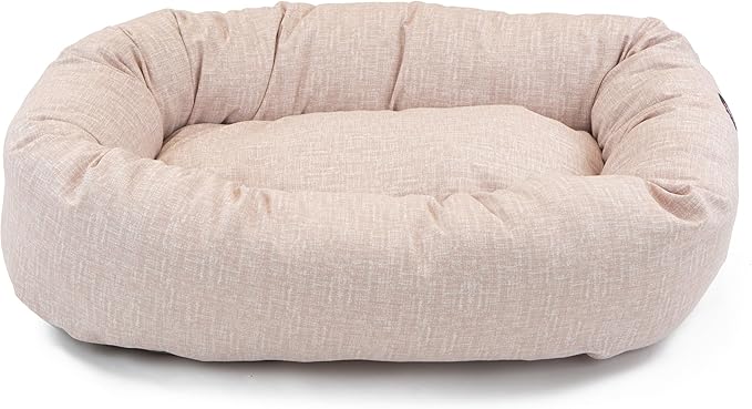 Majestic Pet 32-Inch Bagel Calming Dog Bed - Washable, Cozy Soft Round Bed With Spine Support - Fluffy Donut Pet Bed 32x23x7 Inches for Medium Dogs - Pink
