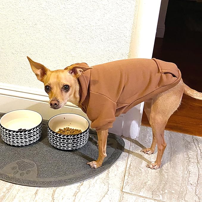 Jecikelon Winter Dog Hoodie Sweatshirts with Pockets Warm Dog Clothes for Small Dogs Chihuahua Coat Clothing Puppy Cat Custume (Coffee, Medium)
