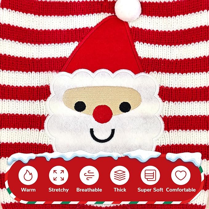 PETCARE Santa Dog Sweater Christmas Funny Cute Red Striped Cat Sweater Vest Pet Holiday Dog Clothes Puppy Sweaters for Small Medium Large Dogs Cats Fall Winter Outfits Xmas Dogs Costume,Large