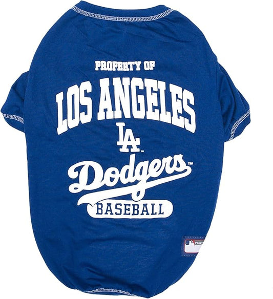MLB LA Dodgers Dog T-Shirt, Small. - Licensed Shirt for Pets Team Colored with Team Logos. - Premium Stretchable Materials for The Comfort of Your Dog & cat.
