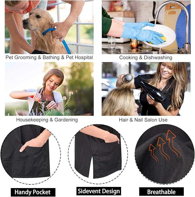 Noverlife Short Sleeves Pet Grooming Work Clothes with Full Zipper, XL Size, Splash Proof Anti-Static Pets Beautician Smock, Dog Cat Groomer Cosmetologist Uniforms for Pet Shop Men Women