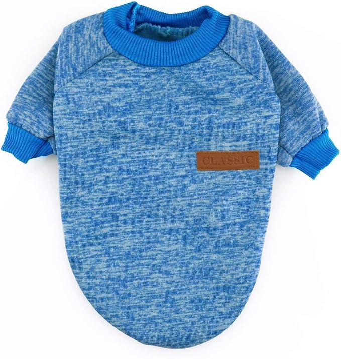 Idepet Pet Dog Classic Knitwear Sweater,Fleece Coat for Small,Medium Dog,Warm Pet Dog Cat Clothes,Soft Puppy Customes (XS, Blue)