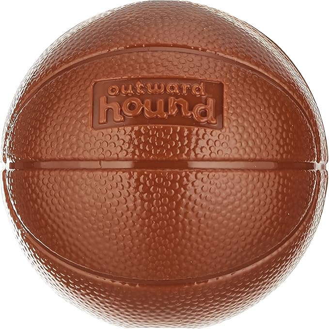 Outward Hound by Planet Dog Basketball, Durable Treat-Dispensing Dog Ball, Interactive Fetch Toy, Orbee-Tuff, Mint Scented, BPA-Free, for Indoor & Outdoor Play, Brown