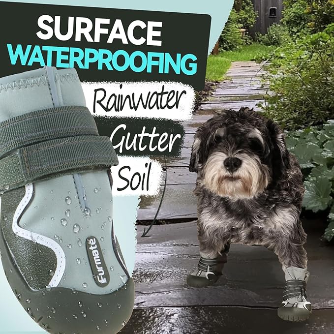 Dog Shoes for Large Small Medium Dogs,Dog Booties for Indoor Hardfloors Anti-Slip,Reflective Strip Waterproof Dog Boots & Paw Protectors for Outdoor Walking Hot Pavement,Winter Snow (Green-8)