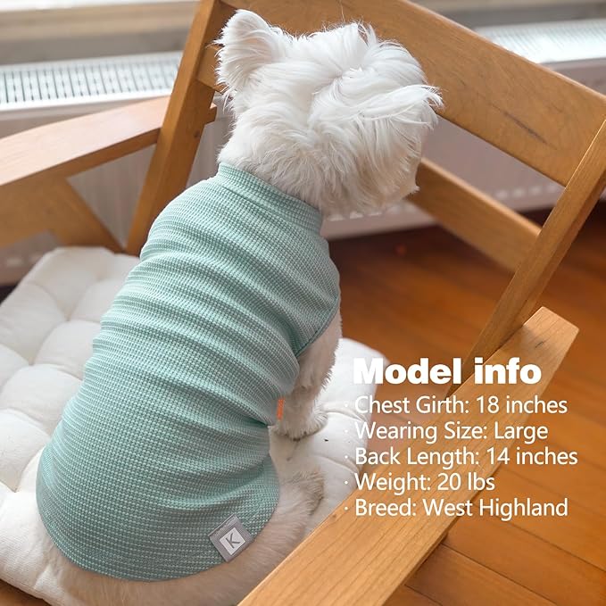 KYEESE 2Pack Waffle Dog Shirts for Small Dogs Stretchy Dog T-Shirts Lightweight Pet Tank Top Sleeveless Striped Pet Shirt Vest Breathable Cat Shirt, Small, Green+Striped