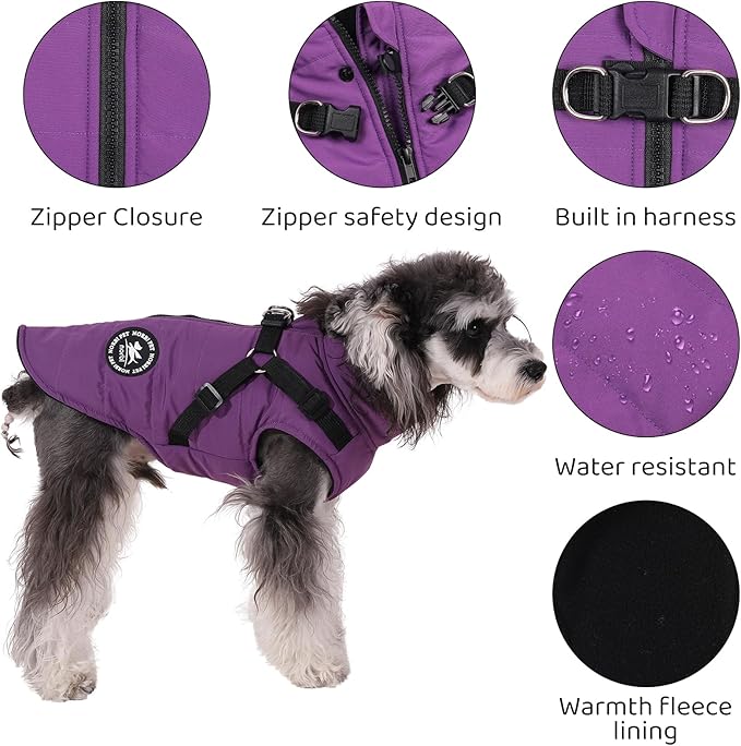Norbi Dog Winter Jacket with Built-in Harness - Adjustable Warm Coats for Small to Large Dogs - Perfect for Cold Weather